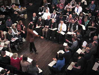 Jesse P. Karlsberg, Aaron Kahn of Paris, France, leads a song at the first Ireland Sacred Harp Convention, Cork, Ireland, March 6, 2011. Jesse P. Karlsberg, Aaron Kahn of Paris, France, leads a song at the first Ireland Sacred Harp Convention, Cork, Ireland, March 6, 2011.
