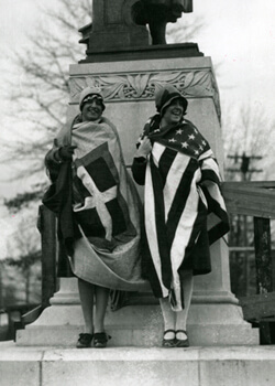 Photographer unknown, Two Italian-Americans, Elannore T. Carrieri and Anna Guarina, at unveiling of Columbus Statue, Richmond, Virginia, 1925. Courtesy of the Library of Virginia.  