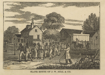 A slave coffle in Washington, D.C., possibly marching to auction, from William S. Dorr, Slave market of America, published by the American Anti-Slavery Society, 1836. Library of Congress Rare Book and Special Collections Division, LC-DIG-ppmsca-19705. The J. W. Neal slave house was near the city's center market. A slave coffle in Washington, D.C., possibly marching to auction, from William S. Dorr, Slave market of America, published by the American Anti-Slavery Society, 1836. Library of Congress Rare Book and Special Collections Division, LC-DIG-ppmsca-19705. The J. W. Neal slave house was near the city's center market.