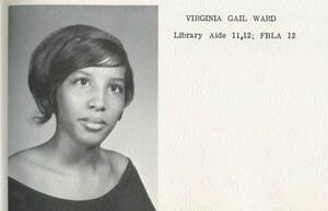 Virginia Ward's yearbook photo, Pebblebrook High School, 1970.
