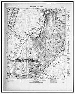 Sam Fowler, 1930 City of Atlanta quadrangle map, Druid Hills historic district, US 29, Atlanta, Georgia.  Library of Congress, Historic American Buildings Survey HABS GA-2390-10.
