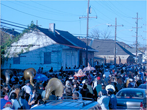 Nick Spitzer, Second line of funeral procession, New Orleans, Louisiana, 2005.