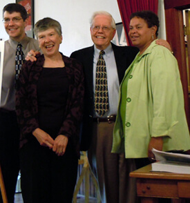 Ellen Spears, Historian David Carter, Jane Carter, historian Dan Carter, and director Shelia Washington, Scottsboro, Alabama, 2011.