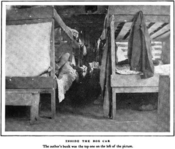 Inside the box car, outside Lockhart, Alabama. Alexander Irvine, "My Life in Peonage," Appleton's Magazine, July 1907, 6.