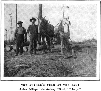 Arthur Bellinger (left) and Alexander Irvine (second from left) with Larry the horse (far right), outside Lockhart, Alabama. Alexander Irvine, "My Life in Peonage," Appleton's Magazine, July 1907, 8.