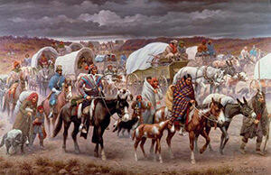 Robert Lindeux, The Trail of Tears, 1942, in the Woolaroc Museum, Bartlesville, Oklahoma, from the Granger Collection. Robert Lindeux, The Trail of Tears, 1942, in the Woolaroc Museum, Bartlesville, Oklahoma, from the Granger Collection.