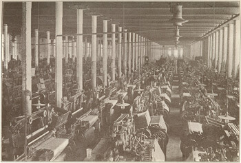 Weaving room in a cotton mill, Columbus, Georgia, from The South and the Building of the Nation, Volume VI: Southern Economic History, The Southern Historical Publication Society, 1909.