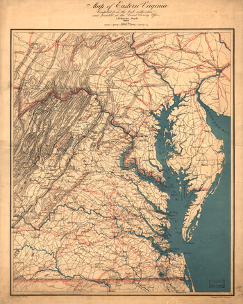 Map of Eastern Virginia, circa 1862