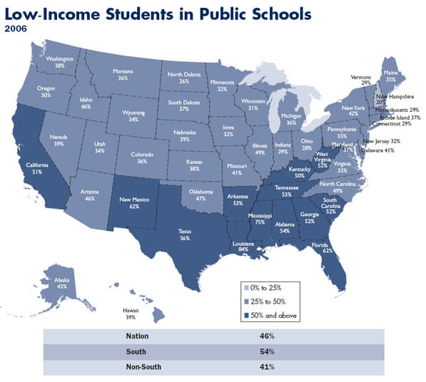 Map of Low-Income Students in Public Schools by State Southern Education Foundation 2008 Map of Low-Income Students in Public Schools by State Southern Education Foundation 2008
