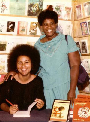 Photographer unknown, bell hooks and Byllye Avery at Charis, Atlanta, Georgia, circa 1985.