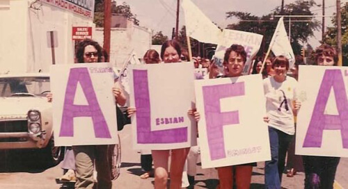 Lorraine Fontana, ALFA members marching in the Atlanta Gay Pride Parade, Atlanta, Georgia, 1973.