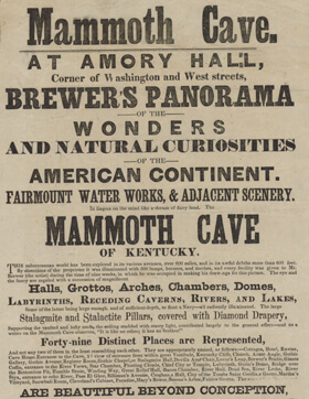 Broadside advertising, George Brewer’s Panorama of Mammoth Cave, c. 1849. Courtesy, American Antiquarian Society.