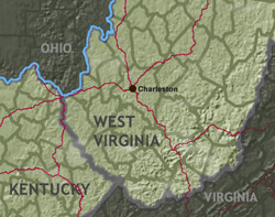 Map of the Central Appalachia region (Base Map Data: US Census Bureau)