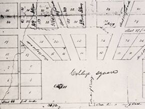 Edward Lloyd Thomas (surveyor), Plan of the Town of Oxford, Georgia, 1837. Courtesy of Emory University Archives. Edward Lloyd Thomas (surveyor), Plan of the Town of Oxford, Georgia, 1837. Courtesy of Emory University Archives.