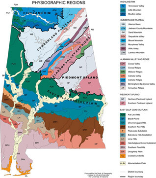 Alabama Physiographic Map Alabama Physiographic Map