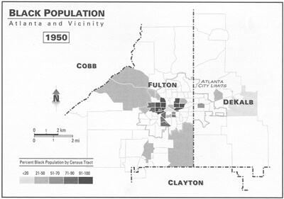 Black Population: Atlanta and Vicinity, 1950 Kevin Kruse, White Flight: Atlanta and the Making of Modern Conservatism Princeton, NJ: Princeton University Press, 2005. Black Population: Atlanta and Vicinity, 1950 Kevin Kruse, White Flight: Atlanta and the Making of Modern Conservatism Princeton, NJ: Princeton University Press, 2005.