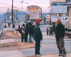 Day Laborers waiting for work on Buford Highway. Chamblee, Georgia. Photo by Mary Odem, 2001 Day Laborers waiting for work on Buford Highway. Chamblee, Georgia. Photo by Mary Odem, 2001