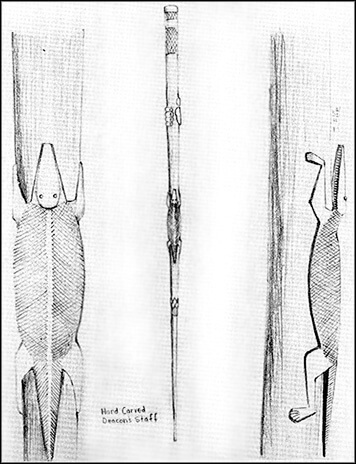 Jimmie Carole Fife, Deacon's Staff, Hand carved reptile figure - alligator. Jimmie Carole Fife, Deacon's Staff, Hand carved reptile figure - alligator.