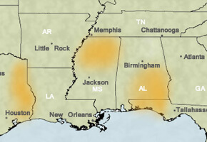 Areas of Black Sacred Harp Activity