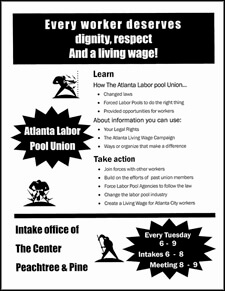 Terry Easton, Flyer for Atlanta Labor Pool Workers' Union, Atlanta, Georgia, May 2002.