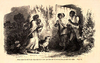 Harriette Beecher Stowe, "Eliza comes to tell Uncle Tom that  he is sold and that she is running away to save her child" from  Uncle Tom's Cabin.