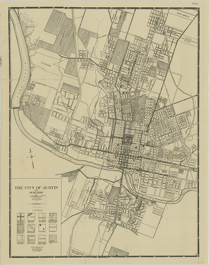 The City of Austin, 1919. Courtesy of the Perry-Castañeda Library Map Collection, Historical Maps of Texas Cities, The University of Texas at Austin.