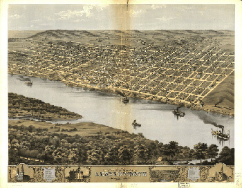 Bird's eye view of the city of Leavenworth, Kansas 1869. Drawn by A. Ruger. Library of Congress American Memory Archive