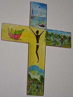Forest of Artists Haitian Cross, Artisan Project of Port-de-Paix, Haiti, sister diocese to the Archdiocese of Miami. Notre Dame d'Haiti Cathedral, Miami, Florida, February 1, 2014. Photo by Monica Lauzurique. Courtesy of the Archdiocese of Miami.