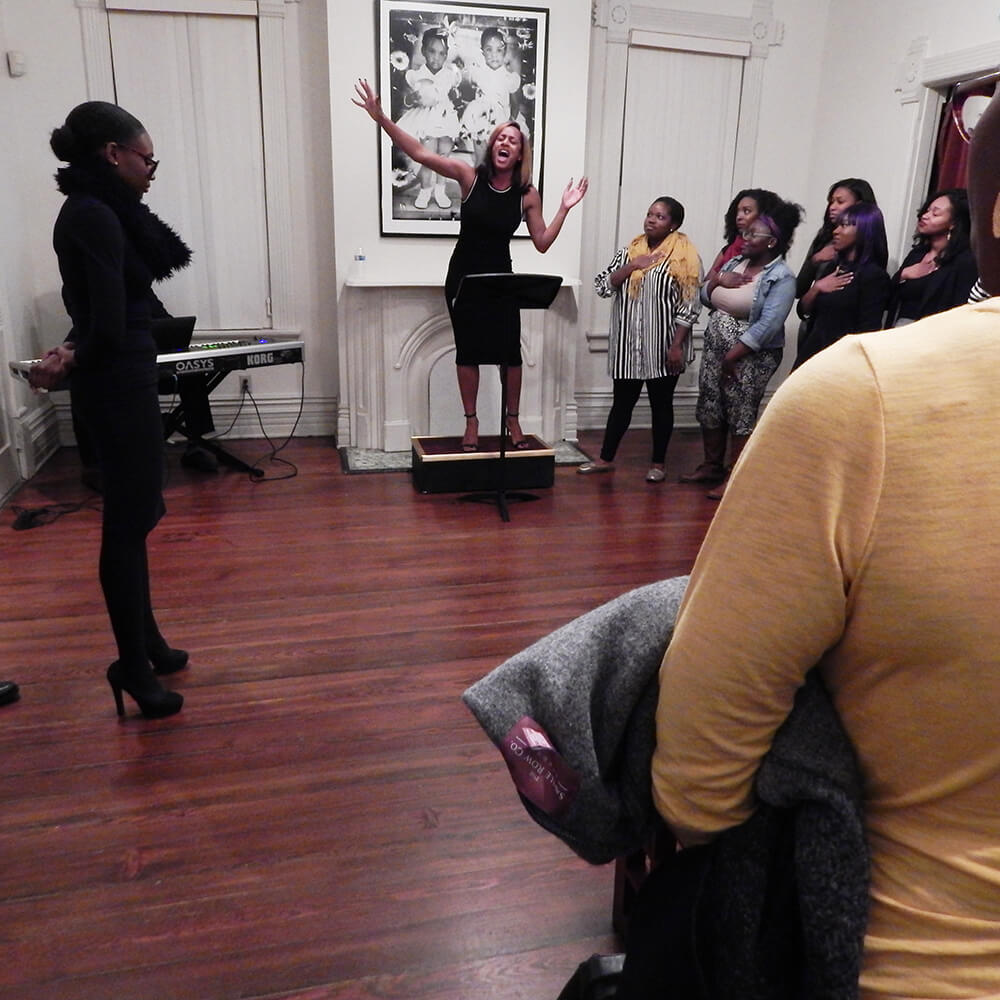 "Karrah 4 Prez" performed at the Hammonds House Museum, Atlanta, Georgia, November 22, 2015. Photograph by Jordan Streiff. Courtesy of LiFT Art Salon.