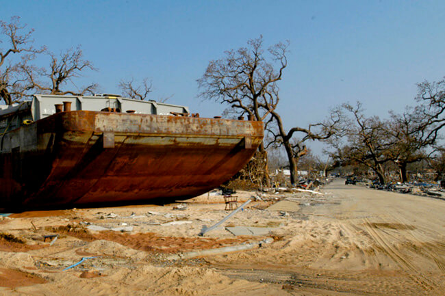 Kate Medley, Barge washed ashore after Hurrican Katrina, Gulfport, Mississippi, 2005.