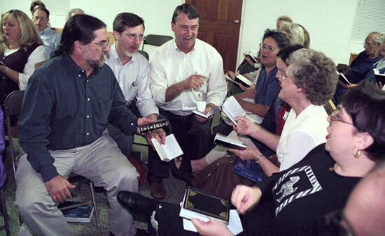 Laurie Kay Sommers, David Lee joins singers from Minnesota, Alabama, and Georgia, Tri-State Sacred Harp Convention, Hoboken, Georgia, 2000. Laurie Kay Sommers, David Lee joins singers from Minnesota, Alabama, and Georgia, Tri-State Sacred Harp Convention, Hoboken, Georgia, 2000.