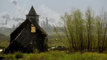 Abandoned church from True Detective episode two, "Seeing Things," 2014. © HBO. Abandoned church from True Detective episode two, "Seeing Things," 2014. © HBO.
