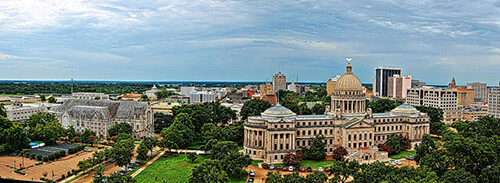 Jackson, Mississippi, downtown panorama, August 1, 2009. Photograph by Christopher Meredith. Creative Commons License CC-BY 2.0. Jackson, Mississippi, downtown panorama, August 1, 2009. Photograph by Christopher Meredith. Creative Commons License CC-BY 2.0.
