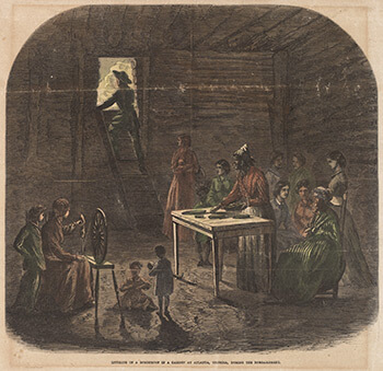 Bombproof shelter—interior of a bombproof garden in Atlanta, Georgia, ca. 1864. Print courtesy of the Atlanta History Center.