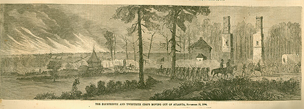 The Fourteenth and Twentieth Corps moving out of Atlanta, Georgia, November 15, 1864, Harper's Illustrated Weekly, January 1, 1865.
