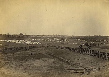 Fort Walker, located in present-day Grant Park, Atlanta, Georgia, with Union troops encamped north of the fort, October, 1864. Photograph by George H. Barnard. Courtesy of US Military Academy Special Collections.
