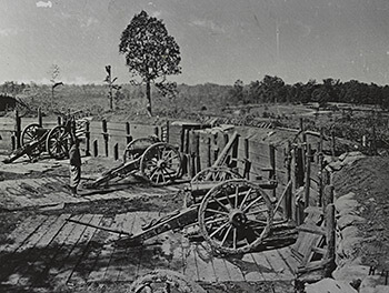 Confederate fort near Atlanta, Georgia, part of the city's inner ring of fortification during the Federal occupation, 1864. Photographic print by George H. Barnard. Courtesy of Library of Congress.