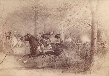 Death of General McPherson. Illustration by James E. Taylor, 1888. Courtesy of Notre Dame Archives.