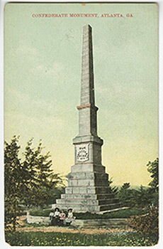 Confederate Obelisk, dedicated to the memory of "Our Confederate Dead," Oakland Cemetery, Atlanta, Georgia. Postcard made in Germany.