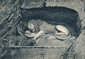 Lion of Lucerne postcard, Lucerne, Switzerland, ca. 1910. Model for the Lion of Atlanta.