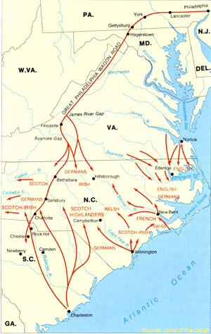 Routes of Carolina Piedmont Settlement