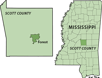 Scott County, Mississippi. Data from Wikimedia Commons. Courtesy of Southern Spaces. Scott County, Mississippi. Data from Wikimedia Commons. Courtesy of Southern Spaces.