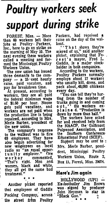 Poultry workers seek support during strike, Baltimore Afro-American, May 27, 1972. Courtesy of the Baltimore Afro-American. Poultry workers seek support during strike, Baltimore Afro-American, May 27, 1972. Courtesy of the Baltimore Afro-American.