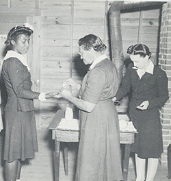 Women receive health services, Emory University Field Station on Ichuaway Plantation, ca. 1938-1945. United States Public Health Services Office of Malaria Control in War Areas, Melvin H. Goodwin papers, Manuscript, Archives and Rare Books Library, Emory University. Women receive health services, Emory University Field Station on Ichuaway Plantation, ca. 1938-1945. United States Public Health Services Office of Malaria Control in War Areas, Melvin H. Goodwin papers, Manuscript, Archives and Rare Books Library, Emory University.