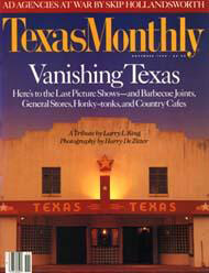 Vanishing Texas, Texas Monthly, November 1990. Cover.