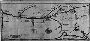 "Carte de la decouverte faite l'an 1673 dans l'Amerique septentrionale," 1681. Earliest known map of the Mississippi River, by Father Jacques Marquette, but credited to Melchisédec Thévenot. The engraver was likely Jean Baptiste Liébaux. Courtesy of the John Carter Brown Library at Brown University, JCB Map Collection, 05266–1.