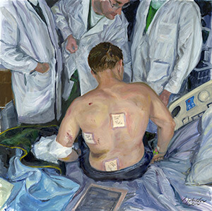 The Assessment (Spc. Nick Weishaar), 2012, Oil on board by Victor Juhasz. Reproduced by permission of The Assessment (Spc. Nick Weishaar), 2012, Oil on board by Victor Juhasz. Reproduced by permission of