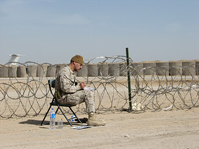 Michael D. Fay at work at a big airbase called TQ (Al-Taqaddum), Iraq, March 2006. Photograph courtesy of the artist. Michael D. Fay at work at a big airbase called TQ (Al-Taqaddum), Iraq, March 2006. Photograph courtesy of the artist.