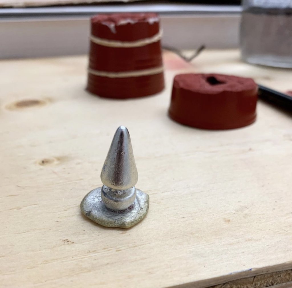 Metal cast piece in process for upcoming work, Florida, 2020