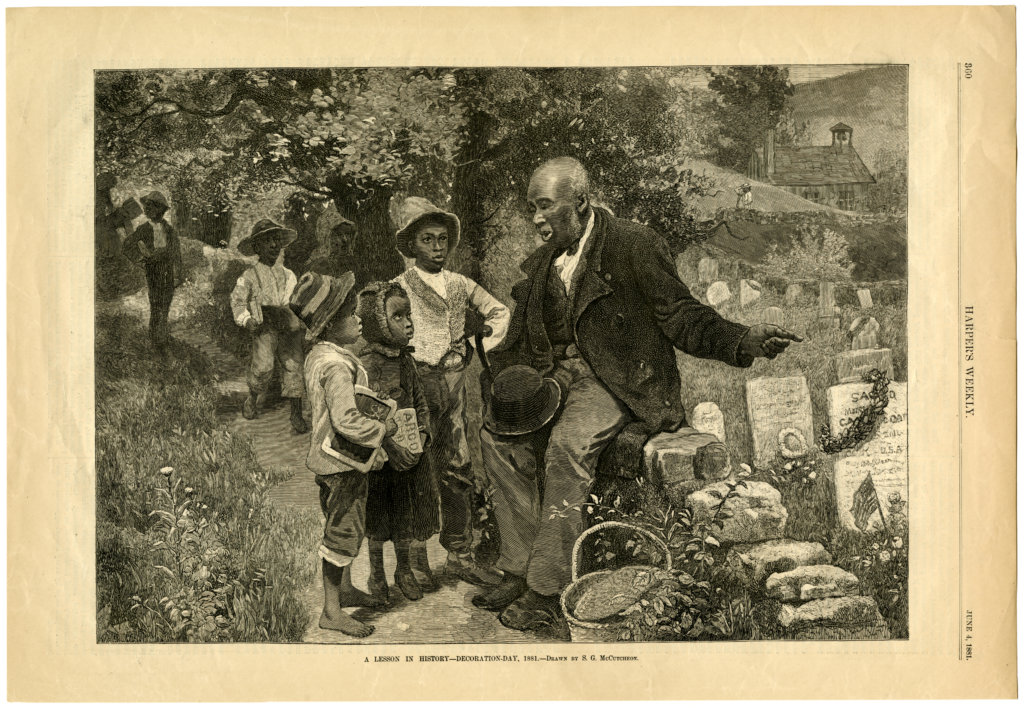 A Lesson in History—Decoration Day, 1881. Etching by Stephen G. McCutcheon